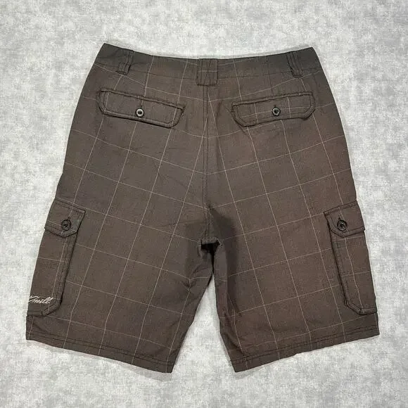 Y2K O'Neill sun faded plaid streetwear cargo shorts mens size 34 - Picture 2 of 6